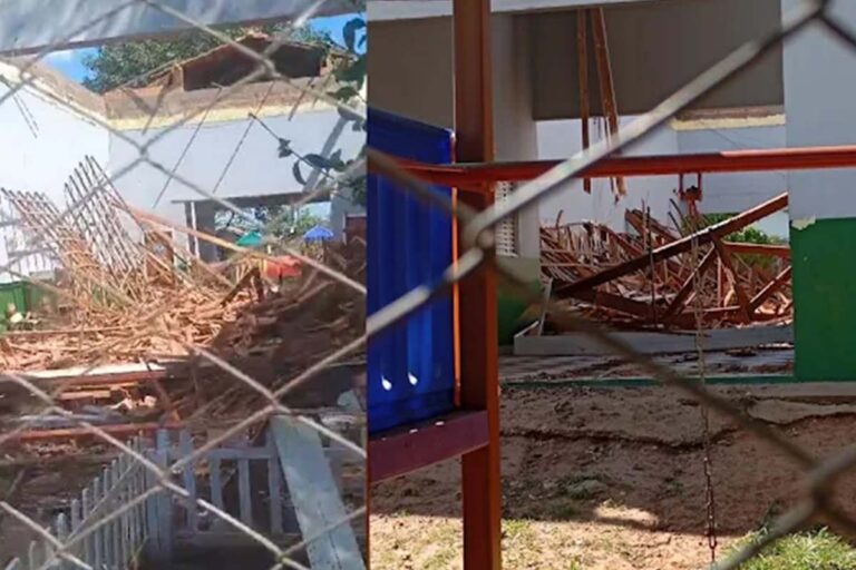 Teto de escola desaba em Miranda e feriado livra alunos de tragédia maior