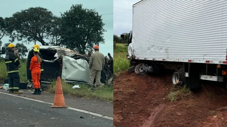 Batida entre picape e caminhão