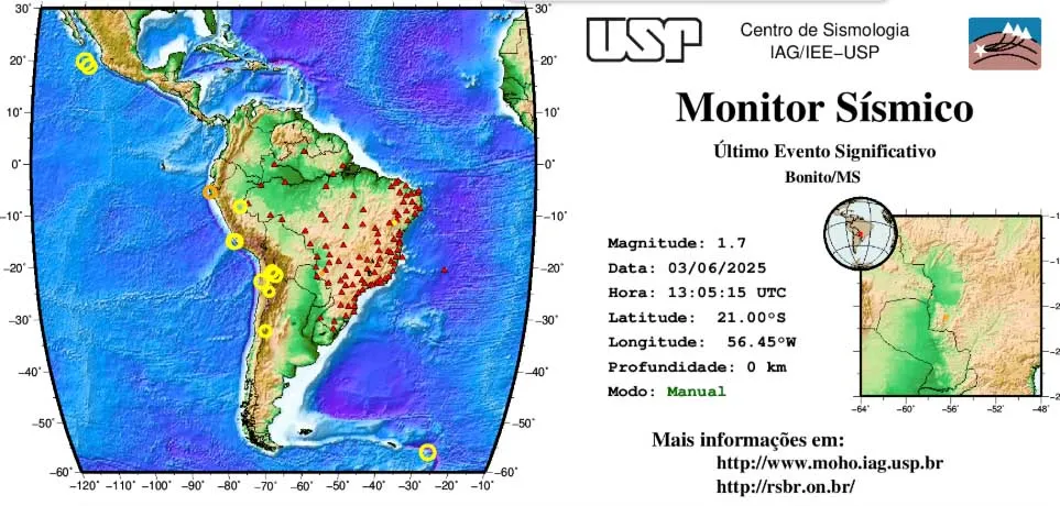 Tremor de terra assusta moradores de Bonito 2 sismo bonito Tremor de terra