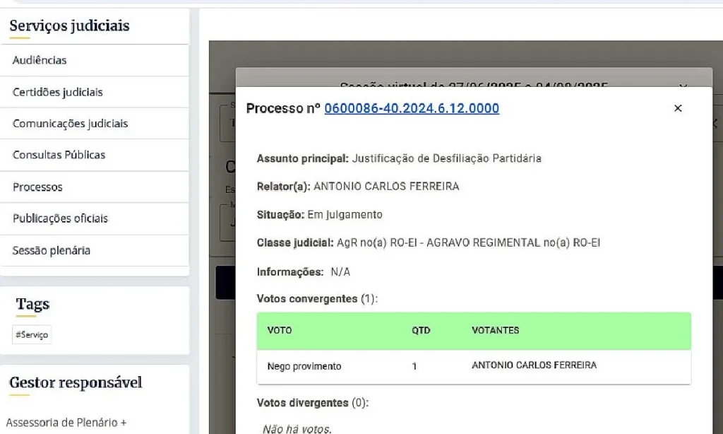 Julgamento no TSE complica situação de Lucas de Lima após deixar o PDT 2 voto relator
