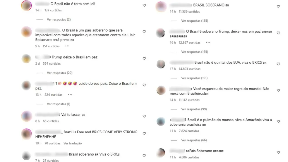 "O Brasil não é seu quintal": brasileiros criticam Trump após anúncio de novas tarifas 2 redes sociais trump brasileiros criticam Trump