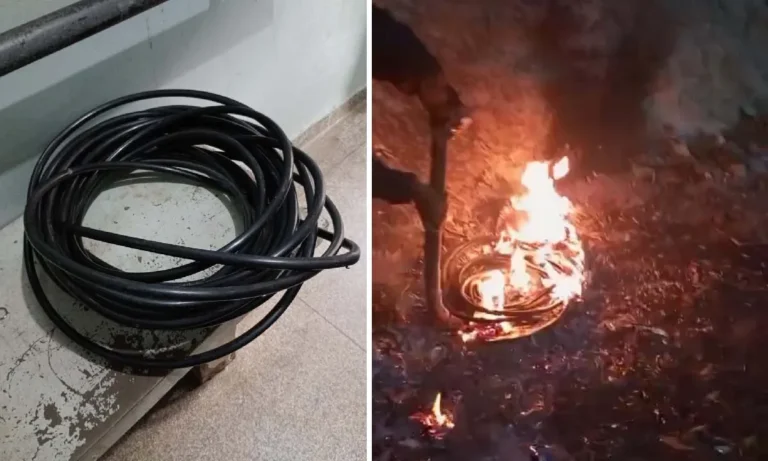 Dois homens foram presos suspeitos de furtar fiação telefônica em Corumbá; cabos foram recuperados em bairros distintos.