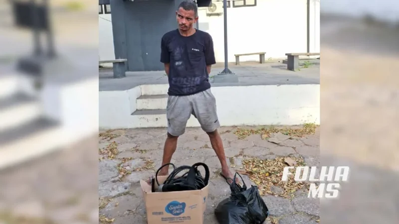 Foragido por duplo homicídio no ES é preso em Corumbá após furtar fios de cobre na zona rural.
