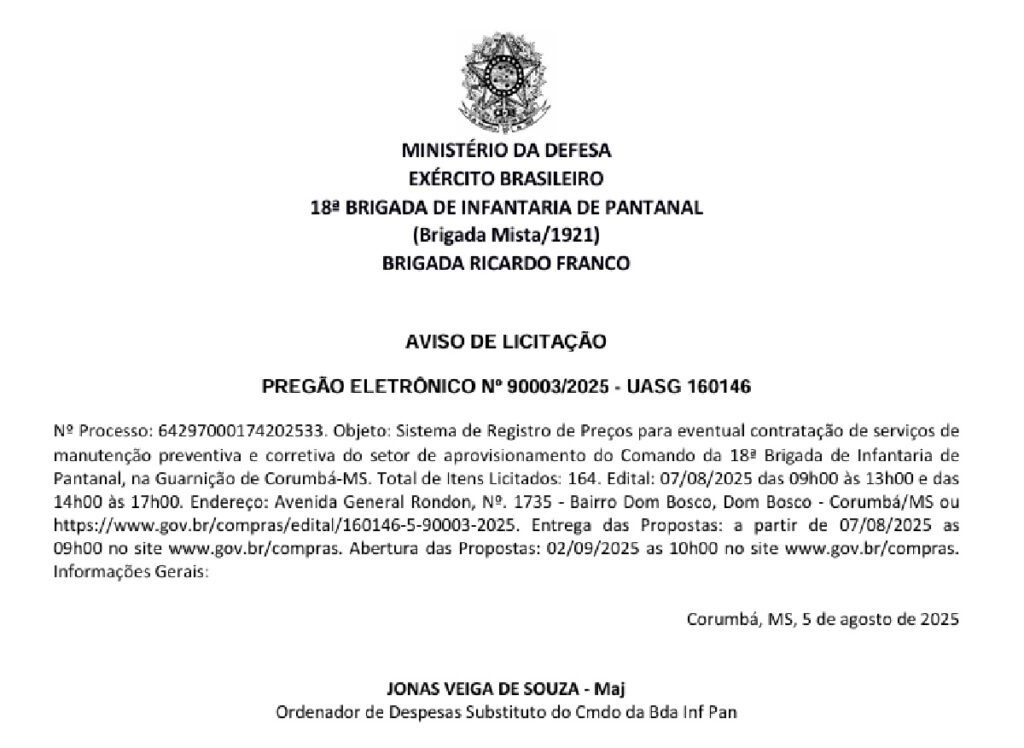 licitacao brigada Licitação