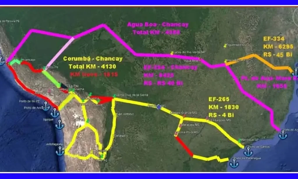 mapa ferrovia Malha Oeste