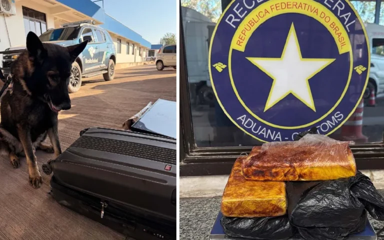 Receita Federal apreende cocaína em ônibus durante a Operação Ágata Pantanal III em Corumbá.