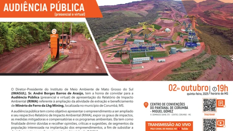 Edital de Convocação para Audiência Pública de Licenciamento Ambiental de ampliação da Lhg Mining.
