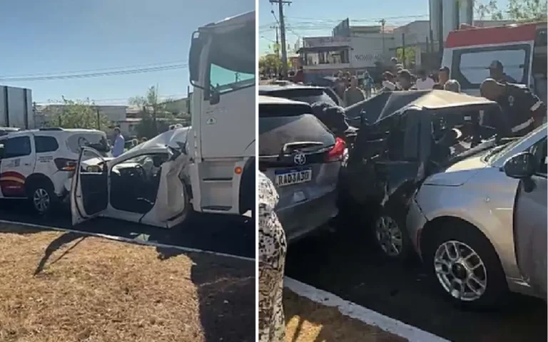 Engavetamento com nove veículos interdita avenida em Campo Grande; não há feridos até o momento.