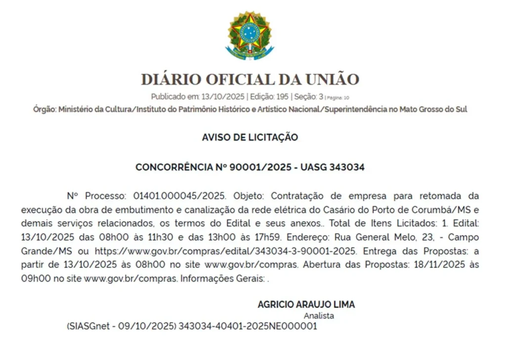 Após 13 anos, obra do Casario do Porto será retomada em Corumbá 2 Casario do Porto, Corumbá,Iphan, licitação, rede elétrica subterrânea, patrimônio histórico