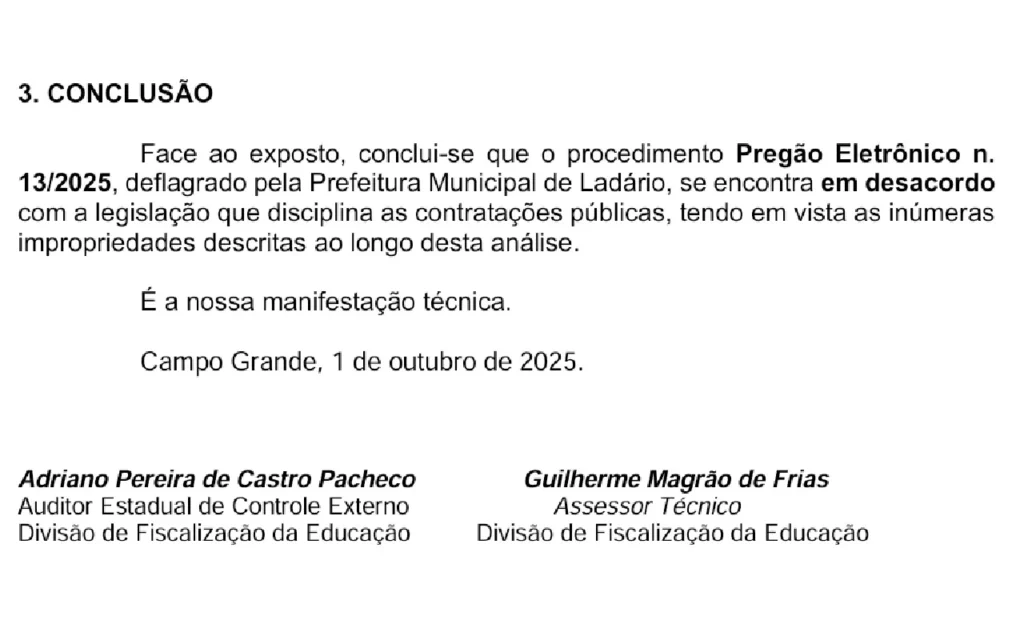 conlusao tce Licitação