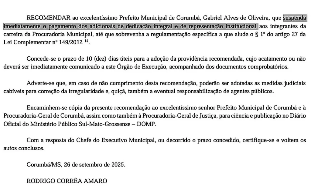 recomendacao Procuradores