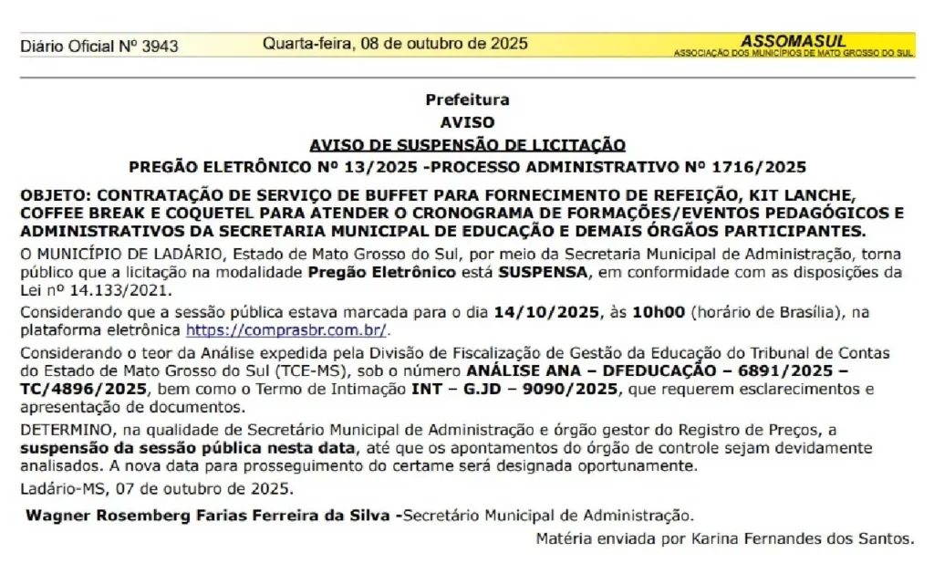 supensao licitacao Licitação