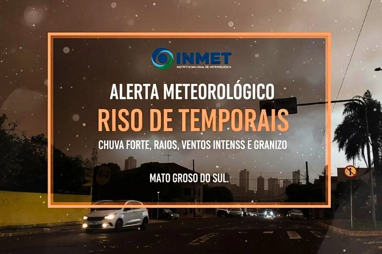 Alerta vermelho Inmet para risco de temporais severos em MS! Saiba como se proteger de chuvas fortes, ventos intensos, granizo e raios.