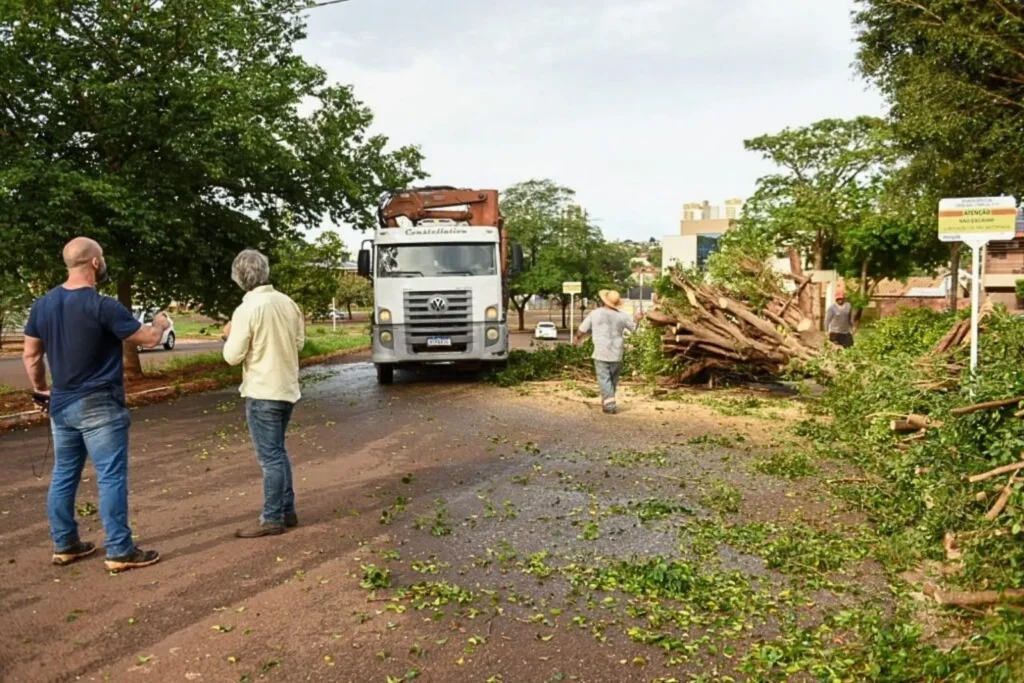 Temporal: Prefeitura mobiliza equipes e mantém alerta em Campo Grande 2 Campo Grande em Alerta Laranja após forte temporal. Prefeitura mobiliza equipes para remoção de árvores, lonas e semáforos. Saiba mais!