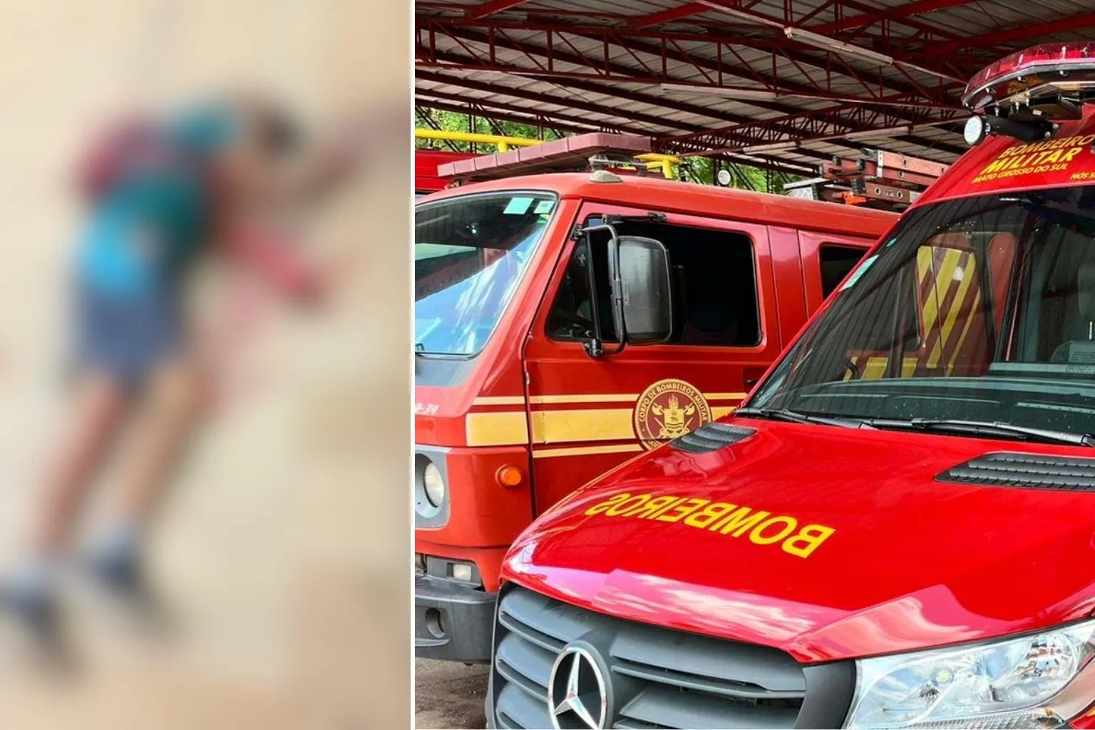 Colombiano de 43 anos se fere com vidro em Corumbá, é socorrido pelos bombeiros e levado ao hospital de Corumbá