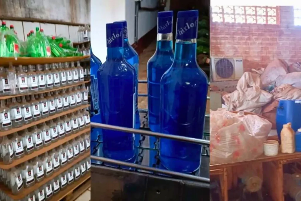 Fábrica clandestina de bebidas é interditada em MS 2 Fábrica clandestina de bebidas é interditada em Terenos (MS). Produção irregular, garrafas com rótulos conhecidos e condições insalubres levam à prisão do proprietário.