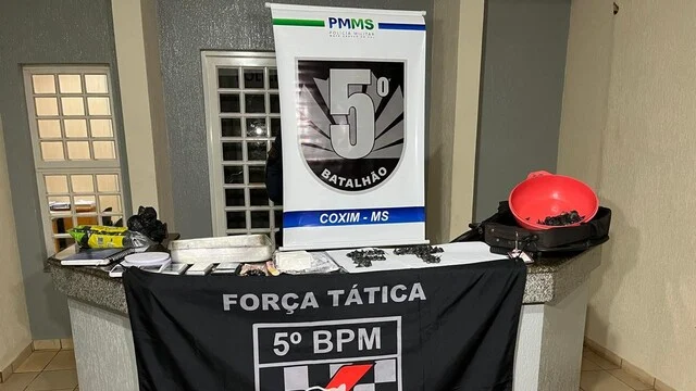 tráfico de drogas, polícia militar, Coxim, Operação policial, drogas apreendidas, prisões em flagrante, cocaína, 5º Batalhão PM