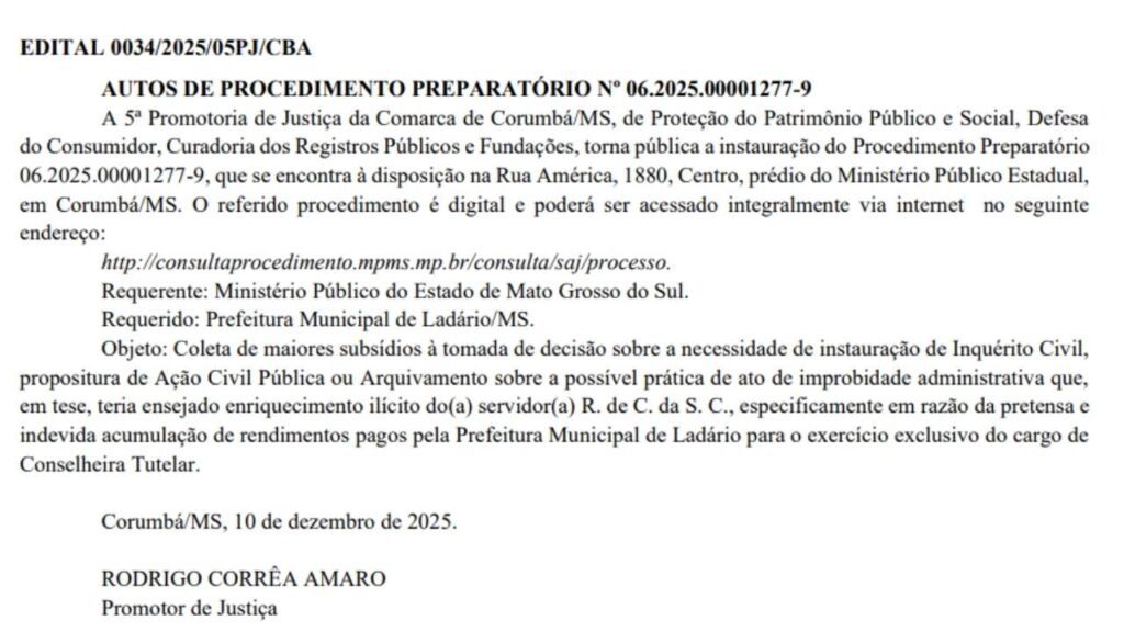 procedimento prefeitura de ladário