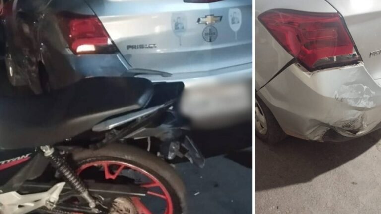 Motociclista fica ferido após bater em carro estacionado no bairro Nossa Senhora de Fátima