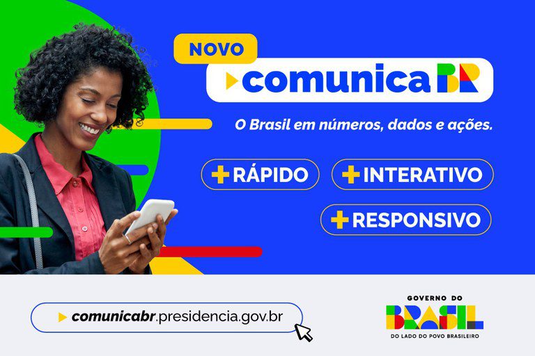 Tela do portal ComunicaBR mostrando mapa do Brasil com destaque para Mato Grosso do Sul e gráficos de investimentos