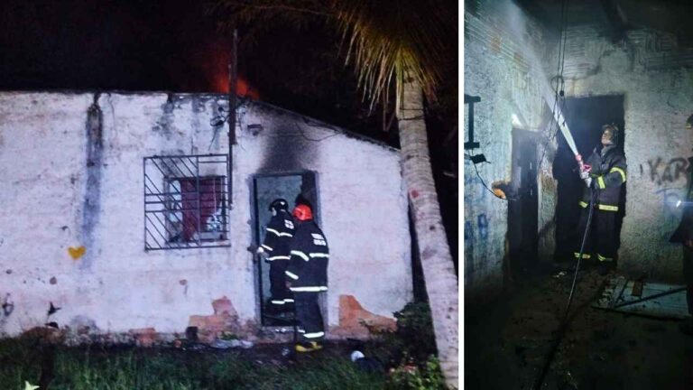 Bombeiros combatem incêndio em casa abandonada em Ladário