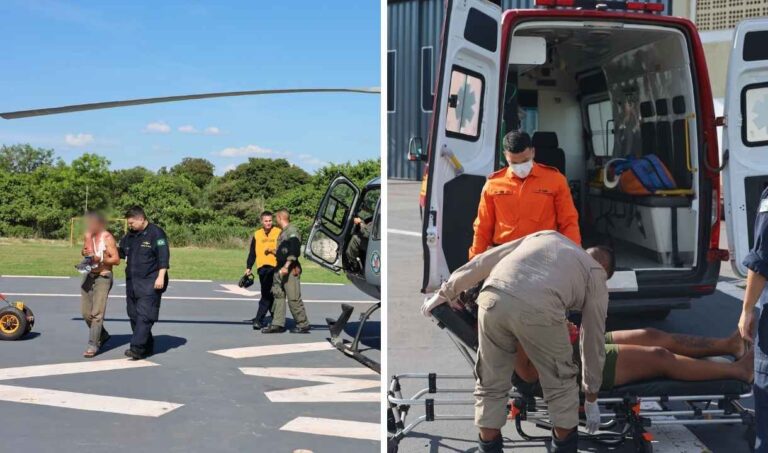 Resgate aéreo atende jovem com dor abdominal e idoso ferido em queda de cavalo no Pantanal
