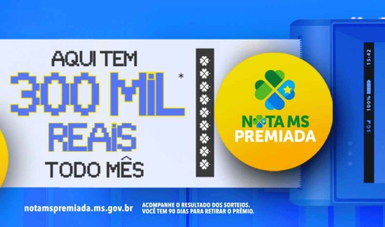 Governo sorteia R$ 300 mil do Nota MS Premiada neste sábado