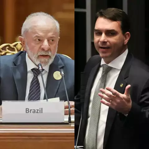 Gráfico mostrando empate técnico entre Lula e Flávio Bolsonaro em pesquisa de segundo turno para 2026.
