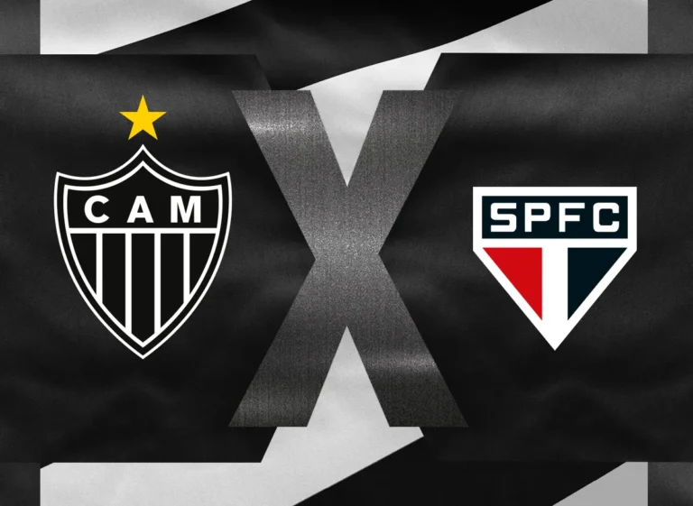 Jogadores do Atlético e São Paulo em campo na Arena MRV durante partida do Brasileirão.