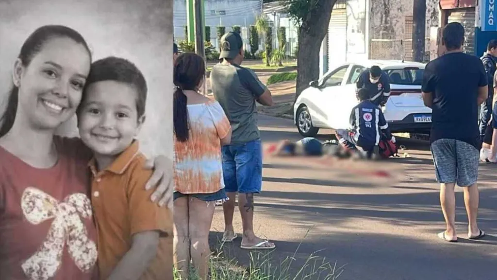 Local de acidente fatal em Ponta Porã envolvendo motocicleta e caminhão.