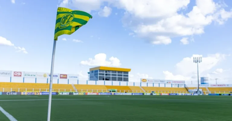 Estádio de futebol durante a partida entre Mirassol e Santos pelo Campeonato Brasileiro