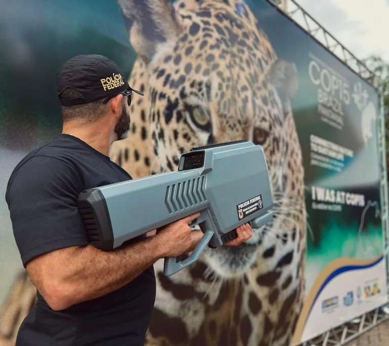Equipamento de defesa antidrone da Polícia Federal na COP15 em Campo Grande.