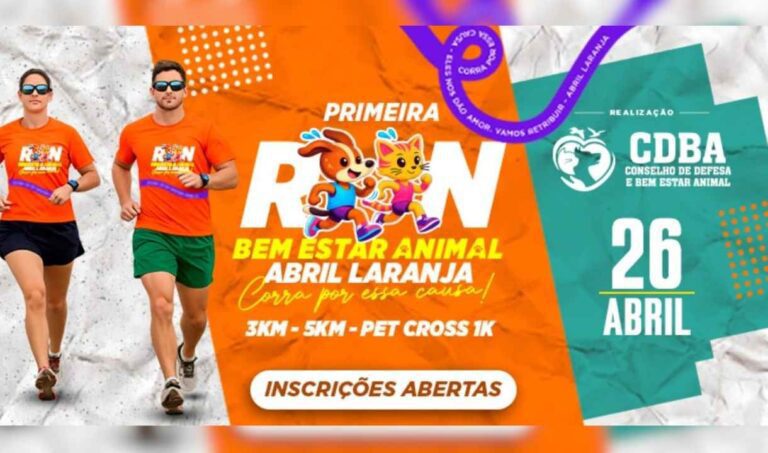 Corrida do Bem-Estar Animal, Corumbá, Abril Laranja, proteção animal, canicross, inscrição corrida, esporte e cidadania
