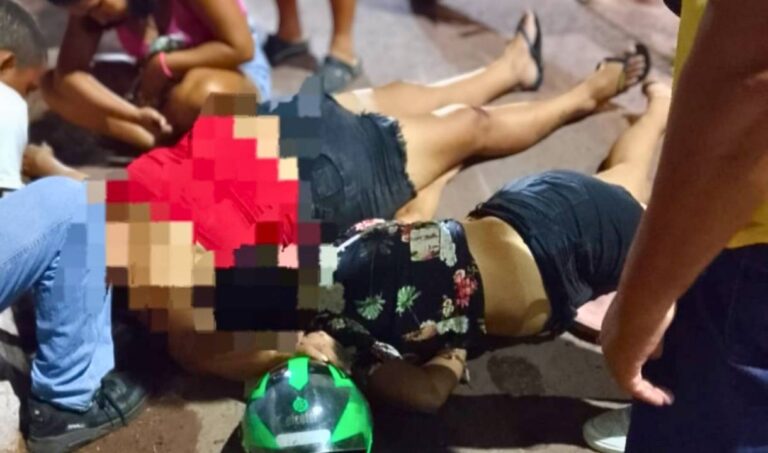 Mulheres ficam feridas após queda de moto no Centro de Corumbá