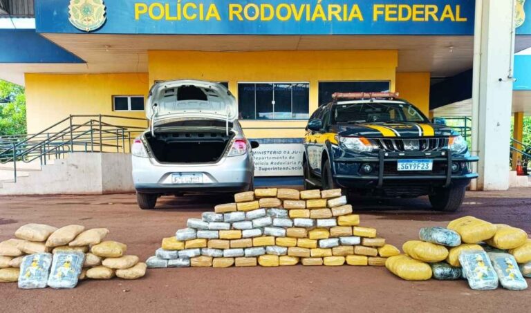 PRF apreende quase 60 kg de skunk e prende motorista após fuga na BR-262
