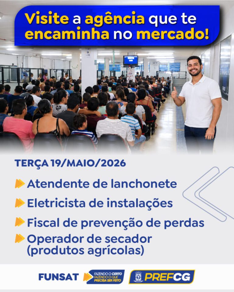 Terça-feira tem 1,4 mil vagas de emprego na Funsat