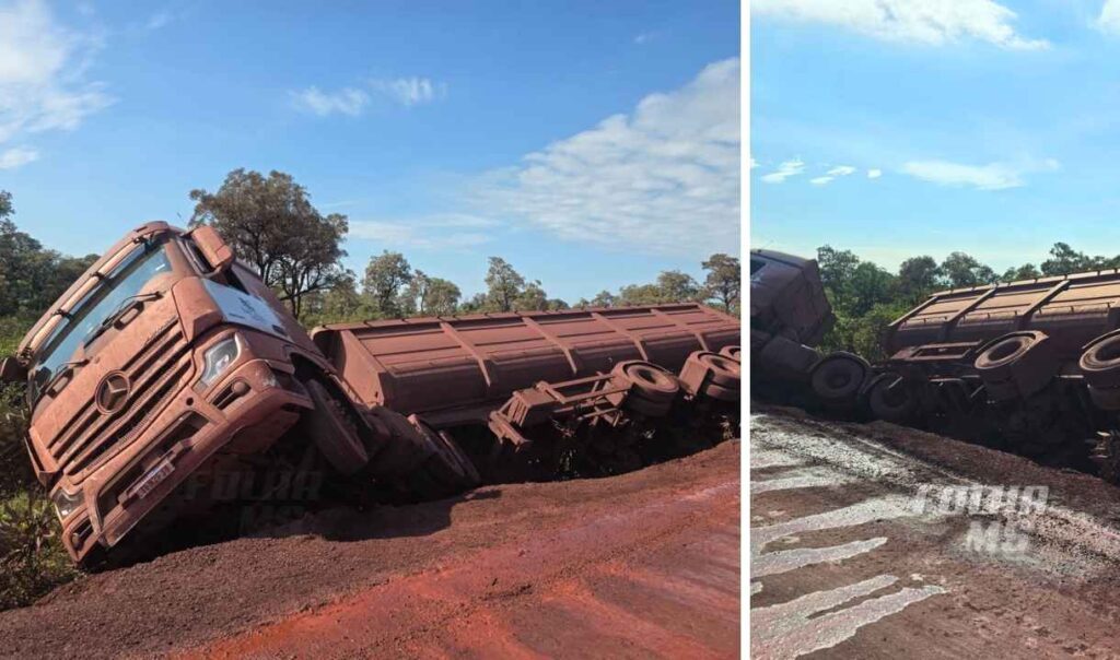 Moradores denunciam riscos em estrada tomada pelo transporte de minério em Corumbá 2 acidente carreta