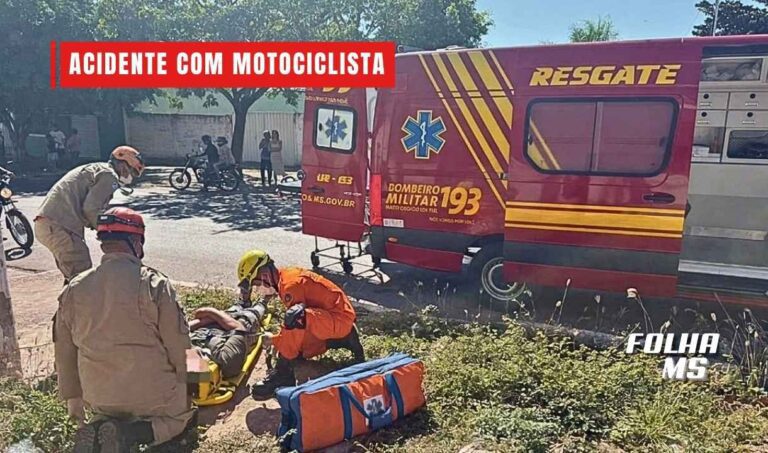 Motociclista cai após desviar de cachorro e é levado ao pronto-socorro em Corumbá