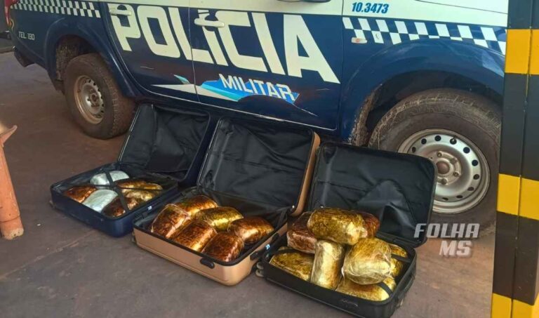 PM prende quatro suspeitos e apreende 24 kg de skunk em ônibus em Corumbá