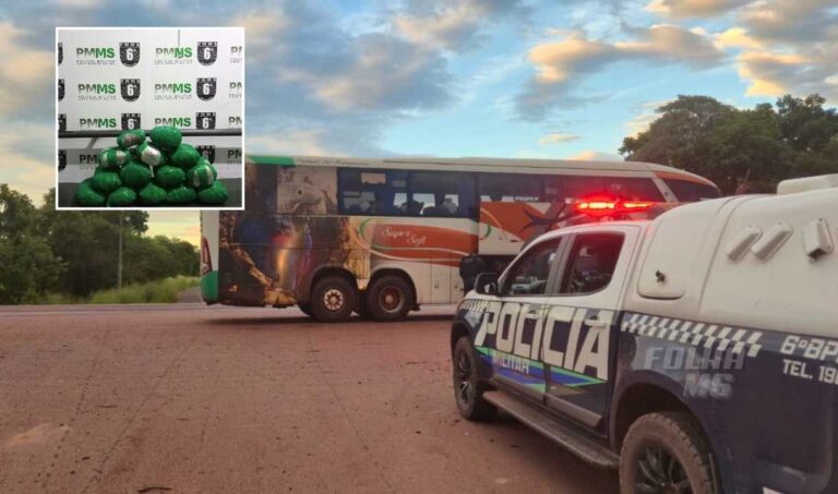 Homem é preso com 15 quilos de maconha em ônibus na BR-262 em Corumbá