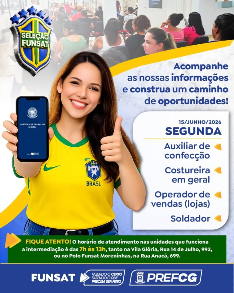 Semana começa com 1.009 vagas anunciadas pela Funsat