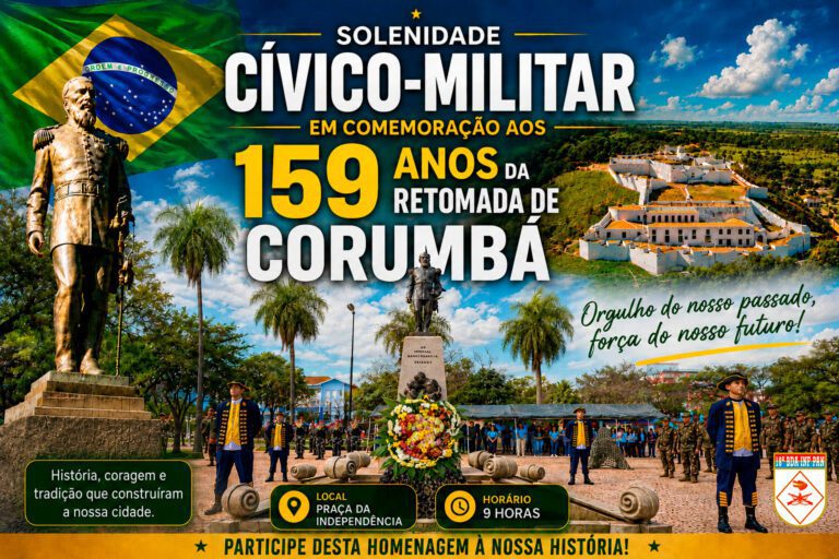 Corumbá celebra 159 anos da Retomada com cerimônia militar na Praça da Independência