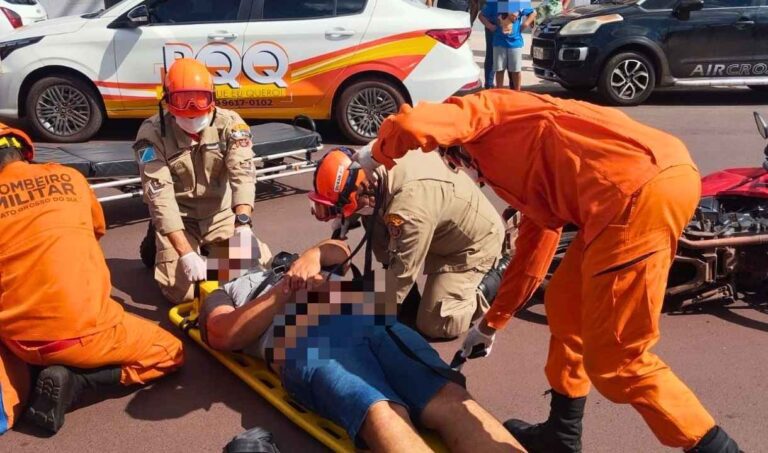 Motociclista fica ferido após colisão com carro em Corumbá