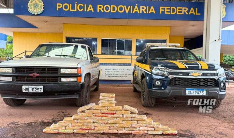 PRF apreende mais de 53 quilos de pasta base de cocaína escondidos em tanque de caminhonete na BR-262