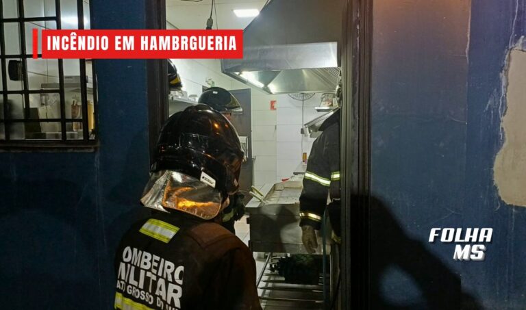 Incêndio atinge cozinha de hamburgueria em Corumbá e funcionário é levado ao pronto-socorro
