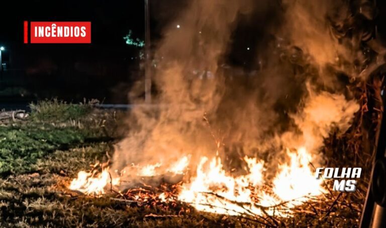 Bombeiros combatem três incêndios em vegetação durante a madrugada em Corumbá