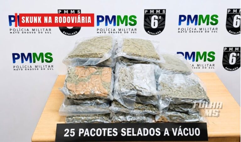 Homem é preso com quase 14 quilos de skunk na rodoviária de Corumbá