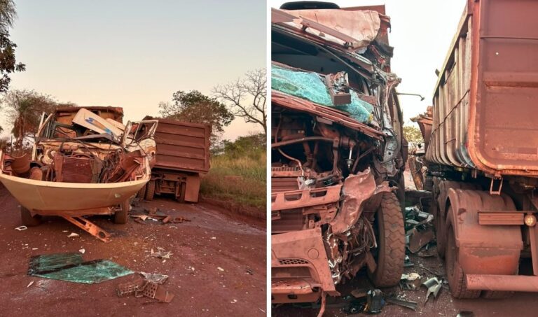 Caminhoneiro fica preso às ferragens após colisisão entre veículos de minério em Corumbá