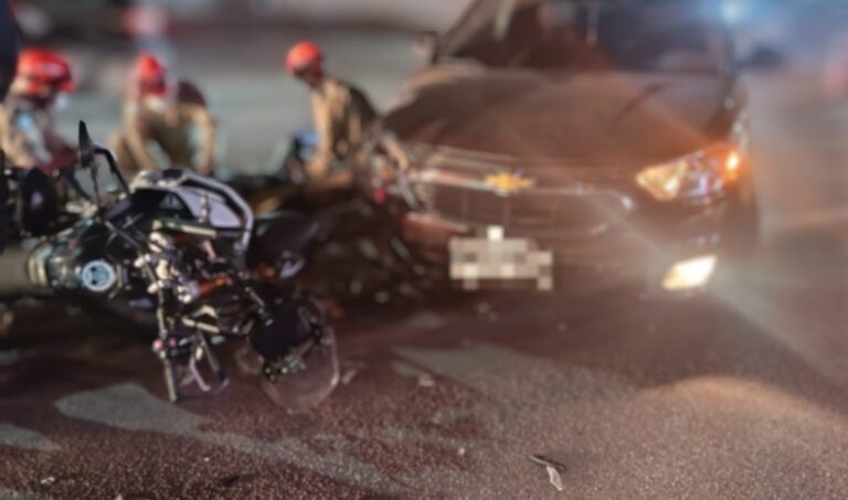 Motociclista fica ferido após colisão com carro perto da Embrapa em Corumbá