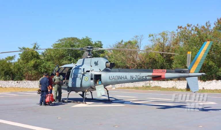 Jovem é resgatado de helicóptero após queda de cavalo em região isolada do Pantanal